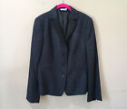 Akris Punto Blazer Womens Size 12 Classic Notched Collar Jacket Wool Silk Navy