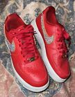 Size 9 - Nike Air Force 1 Low Red Gold Swoosh 2019 W/Rhinestones