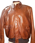 Overland Sheepskin Brown Soft Leather Bomber Flight Jacket Men's Size Large
