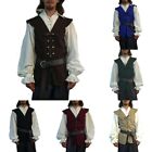 Renaissance Pirate Gothic Men's Sleeveless Vest Bandage Medieval Waistcoat