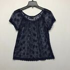 Lucky Brand Women Embroidered See Through Blouse Top Shirt Size Small M135 -18