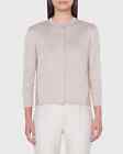 AKRIS Metallic Silk Embroidered Back Cardigan Lace Back Sweater MSRP $1390