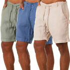 Mens Cotton Linen Shorts Elastic Waist Drawstring Summer Beach Casual Pants
