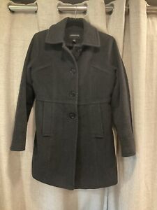 LONDON FOG WOMENS BLACK 60% WOOL COAT BUTTON UP SIZE SMALL
