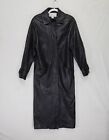 The Limited Leather Trench Coat Womens XS Black Midi Shoulder Pads VTG 80s 90s