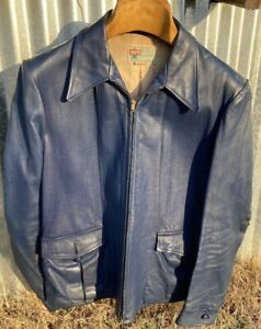 VTG  Levi’s Lone Pine Blue Leather Jacket Mens 40 Leather Zipper 40’s 50’s Levi