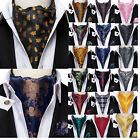Men's Silk Ascot Cravat Tie Paisley Floral Check Hanky Cufflinks Set USA Wedding