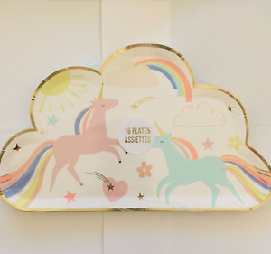 New Meri Meri Rainbow Unicorn Party Plates Birthday Party Paper Plates 16 Ct.