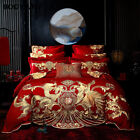 2020 Luxury Embroidery Chinese Wedding 100% Quilt Sheet Bed Cover Pillowcase Top