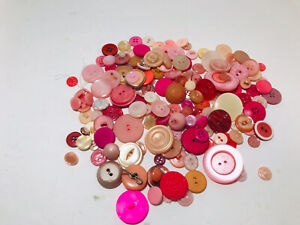 Assorted Pink Buttons Crafting Accents Sewing Notions Vintage Mix Lot