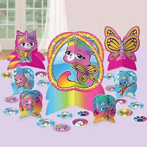Rainbow Butterfly Unicorn Kitty Cute Kids Birthday Party Table Decorating Kit