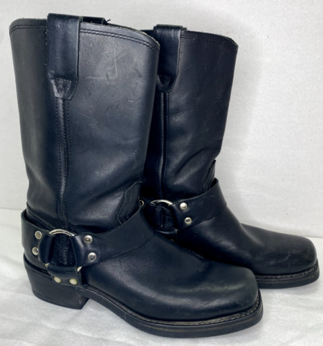 New ListingDingo Molly Square Toe Motorcycle Casual Boots Womens 7 M Black Leather