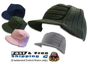 NEW Unisex Knit Flat Visor Cap  GI Military Cadet Jeep Caps Beanie winter Hats
