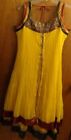 Boho Indian Bollywood Yellow Net Lace Party Costume Dress Women M  36