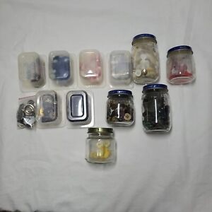 Vintage Button Lot In Baby Food Jars Containers Color Coded Sewing Collection