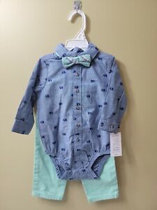 Carter’s Just One You Baby Boys pant suit with Bow tie 12 Months ADORABLE SET