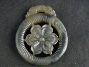 New ListingNice Chinese Old Jade *2Dragons & Flower* 2Faces Pendant EE096