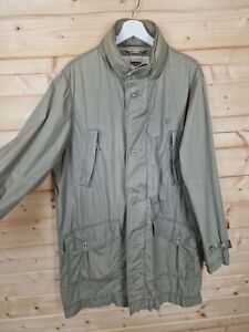 Timberland Men Trench Coat Large  Utility Jacket Weatherproof Mid Length Hooded