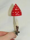 German Antique Glass Clip On Mushroom Vintage Christmas Ornament 1930's