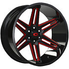 4-Vision 363 Razor 22x12 8x180 -51mm Black/Red Wheels Rims 22