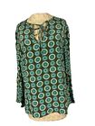 Tory Burch Silk Size 12 Green Peasant Long sleeve Blouse Top