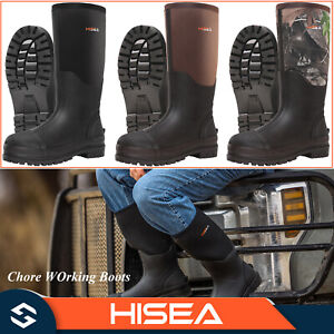 HISEA Men's Chore Working Boots Insulated Waterproof Rain Snow Mud Hunting Boots