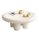 GUYII Modern Coffee Table White End Table Round Tea Table Side Table With 4 Legs