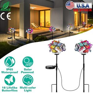 2 in 1 Solar Light Butterfly Landscape Light Outdoor Yard Stake Lamp Decoration