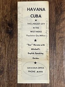 Vintage - Mitchell’s Tours Havana Cuba Brochure Pamphlet Key West