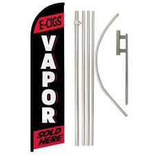 E-Cig Vapor Sold Here Full Curve Windless Swooper Flag & Pole Kit Smoke Shop RED
