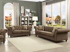 NEW SPECIAL - Traditional Living Room Tufted Brown Fabric Sofa Loveseat Set IGB0