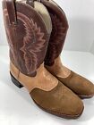 Durango Boots Men Size 12 D Brown Suede Leather Western Rodeo Square Toe DB3142
