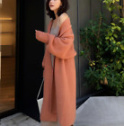 Womens Outwear Warm Long Cashmere Wool Blend Knitted Sweater Cardigan Coat Loose