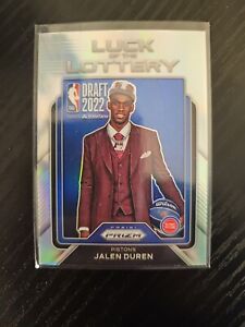 2022-23 Panini Prizm Jalen Duren Silver Prizm Luck of the Lottery RC #14 Pistons