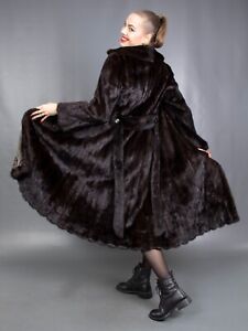 11829 SUPERIOR REAL MINK COAT LUXURY FUR JACKET VERY LONG BEAUTIFUL LOOK SIZE S
