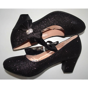 Badgley Mischka Heel Dress Pumps Closed Toe Rhinestone Shoes for Girls, Size 2