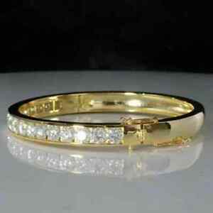 6.Ct Round Cut Diamond Lab-Created Tennis Bangle Bracelet 14K Yellow Gold Finish