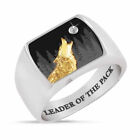 Gold Wolf Moon Ring For Men Punk Fashion Silver Black Night Rings Size 8