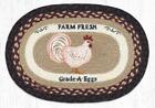 2 PC Braided Jute Oval Stenciled Placemat/Trivet/Swatch. Earth Rugs. CHICKEN.