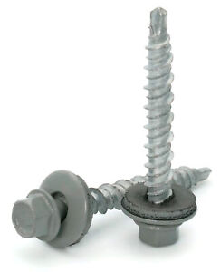 #10 Hex Washer Head Roofing Screws Mech Galv Mini-Drillers | Slate Finish