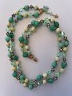 Signed VENDOME Faceted AB Green Crystal & Green Glass Beaded Rhinestone Necklace