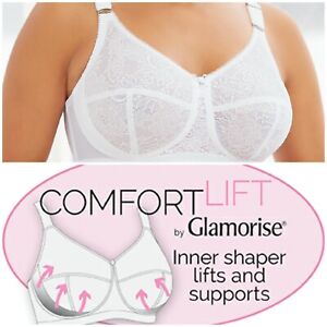 Glamorise Bra SUPER-SUPPORT & SIDE-BONES! (Full-Figure Comfort & Lift) White NEW