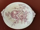 Antique Old Hall E’ Ware Tab Handled 10.5” Cake Plate Baltimore Pattern England