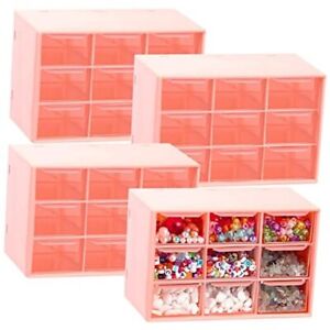 New Listing4 Pieces Mini Drawer Organizer Desk Storage Drawers Plastic Craft Storage Pink