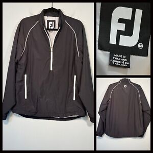 FootJoy Golf Jacket Mens Medium Half Zip FJ Windbreaker Pullover Black White