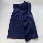 NWT Women's Strapless Satin Ruffle Dress Indigo Blue Size 6 Cocktail Prom