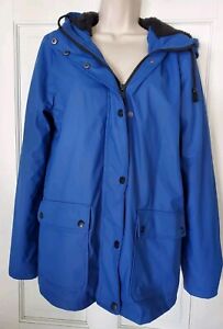 Urban Republic Blue Hooded Fur-Lining Rain Jacket Coat Women's Size M Raincoat
