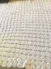 Vintage Heavy Hand Crochet Lace Coverlet Bedspread Queen King white 62”w x 82”