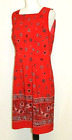 SAG HARBOR RED DRESS SLEEVELESS SIZE 10 FLORAL PRINT BODYCON KNEE LENGTH CLASSIC