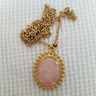 Genuine ROSE QUARTZ PENDANT made with Vintage Cabochons and Settings